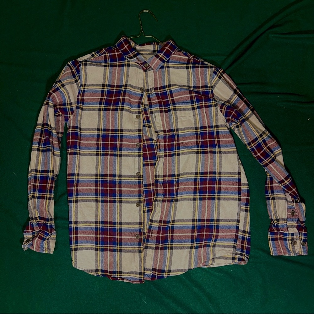 Pacsun Multicolor 100% Cotton Flannel Shirt Windowpane Pattern Men’s Small